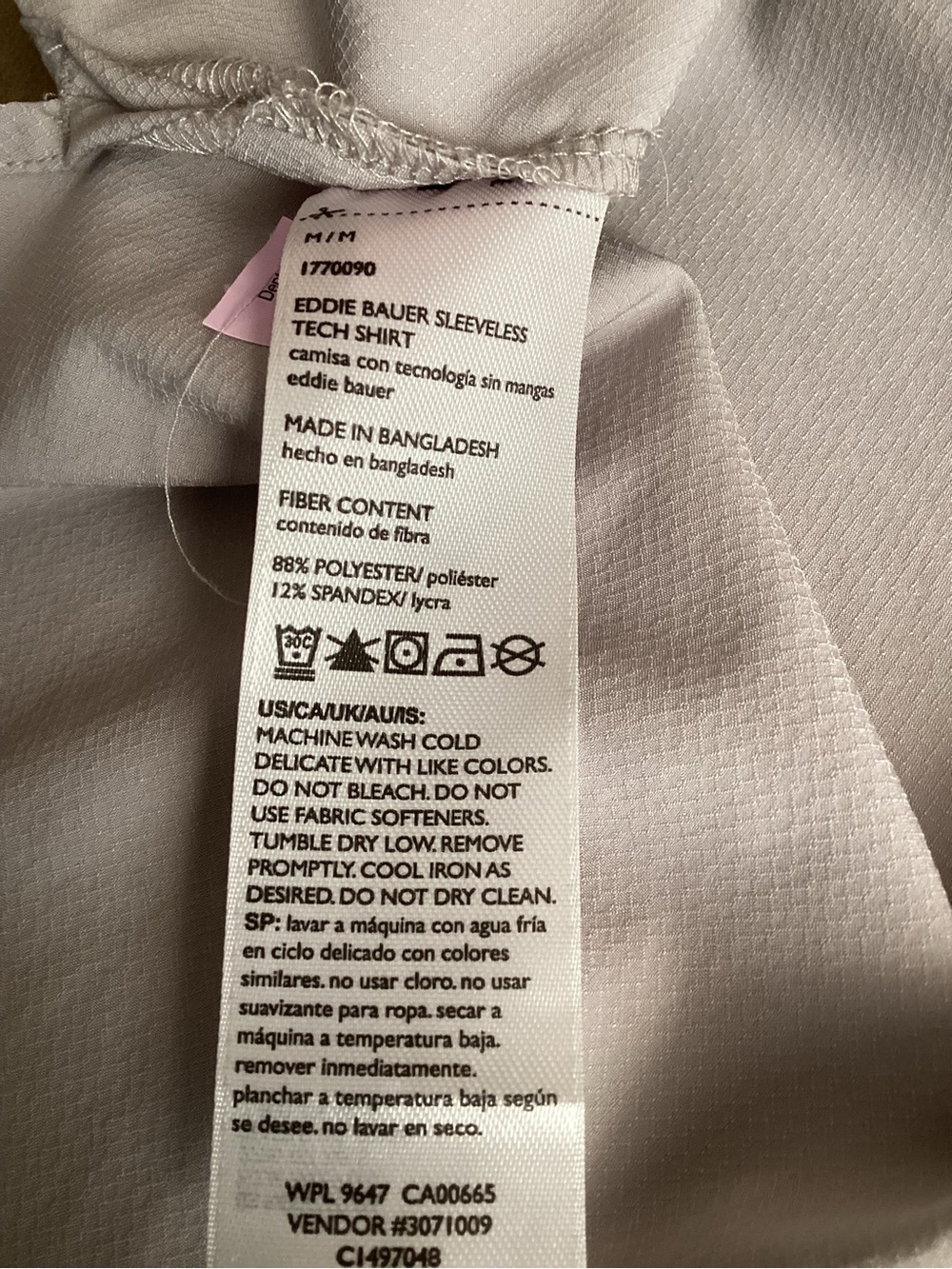 Eddie Bauer Sleeveless Tech Shirt Light Grey Stretch Medium - Picture 9 of 10